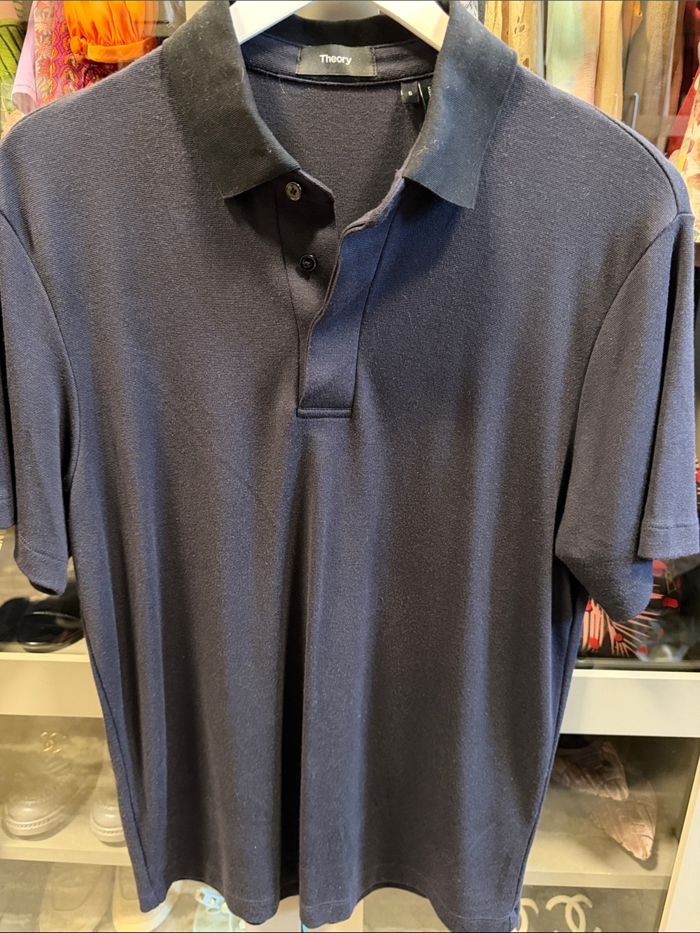 Theory Men's Dark Navy Short Sleeve Polo